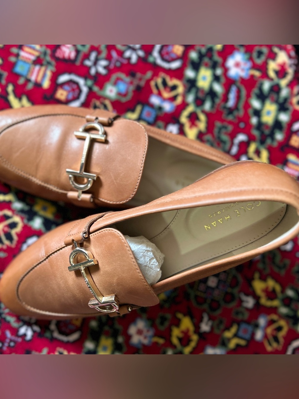 COLE HAAN Tan Leather Horsebit Loafers